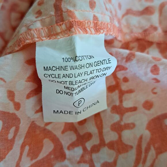 MARIE OLIVER Lara Top Orange Floral Print Boho Chic Preppy Tasseled Cotton Small - Picture 8 of 8